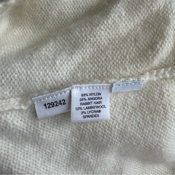 Ann Taylor Angora Rabbit Hair Lambswool Cropped Sleeve Jeweled Button Cardigan - Picture 7 of 8